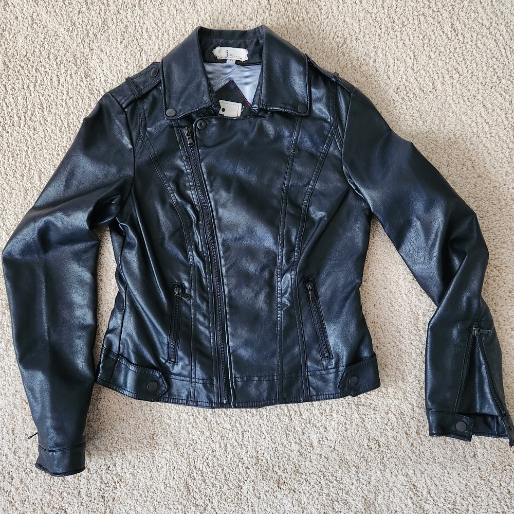 Jkt Vegan Leather Moto Jacket Women's Size X-Small Black NWOT